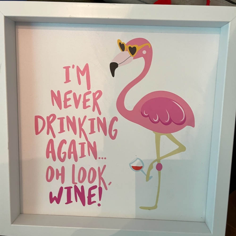 Flamingo/Wine Wall Decor (6x6)